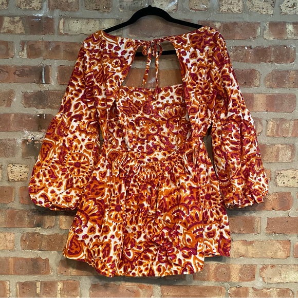 Anthropologie Love the Label floral tie open back shirt top size medium women’s - Picture 8 of 14